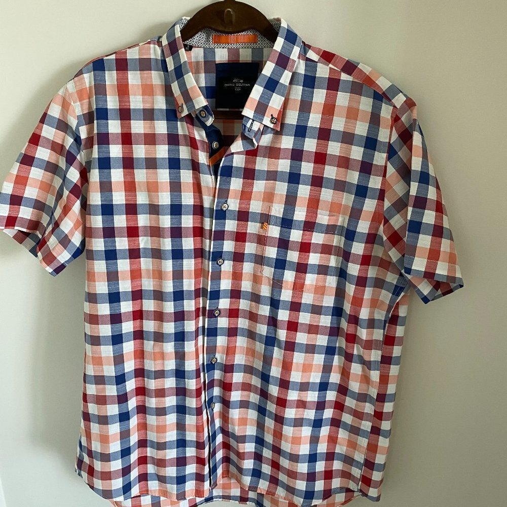 BNWOT DARIO BELTRAN CLASSIC FIT MEN'S SHIRT PLAID SHORT SLEEVES POCKET SIZE XL/5